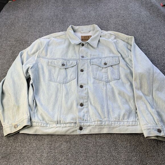 Vintage Denim Express Jacket Mens XL Light Wash Trucker Biker 100% Cotton 90s - Picture 1 of 13
